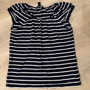 Tommy Hilfiger Navy and White Striped Short Sleeve Tee